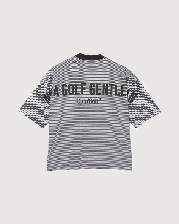 SHELTECH®︎×Cph/Golf™ #GENTLEMAN BORDER MOCKNECK TEE BLACK BORDER