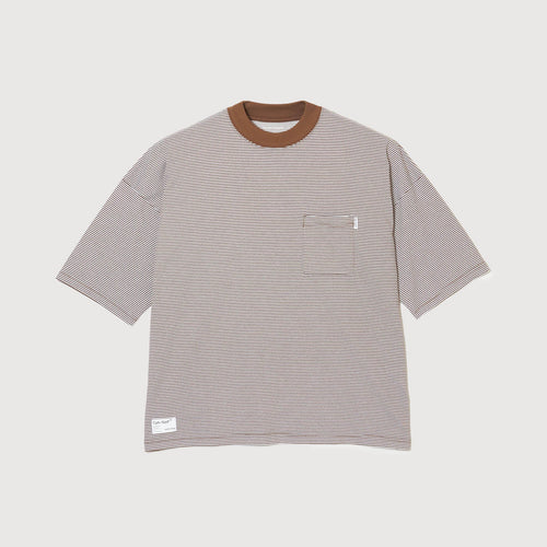 SHELTECH®︎×Cph/Golf™ #GENTLEMAN BORDER MOCKNECK TEE BROWN BORDER