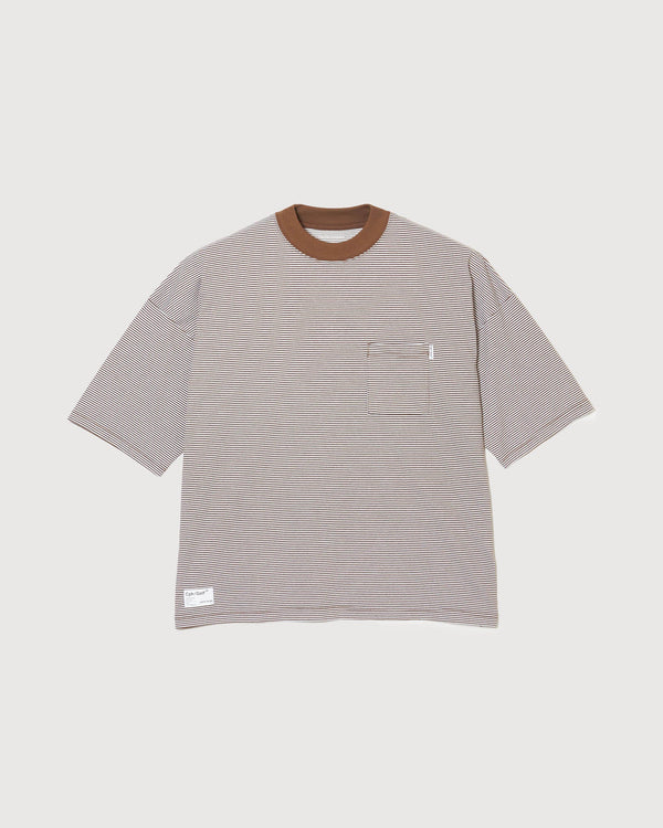 SHELTECH®︎×Cph/Golf™ #GENTLEMAN BORDER MOCKNECK TEE BROWN BORDER