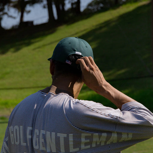 SHELTECH®︎×Cph/Golf™ #GENTLEMAN BORDER MOCKNECK TEE BROWN BORDER