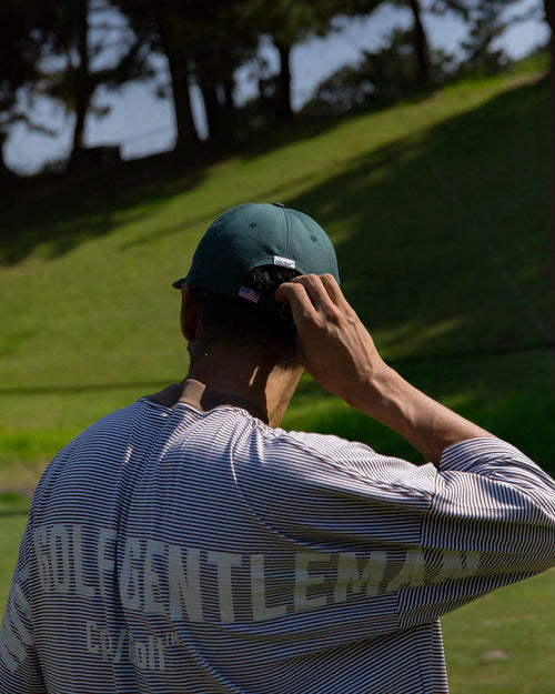 SHELTECH®︎×Cph/Golf™ #GENTLEMAN BORDER MOCKNECK TEE BROWN BORDER