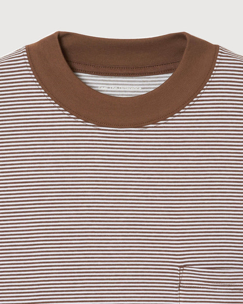 SHELTECH®︎×Cph/Golf™ #GENTLEMAN BORDER MOCKNECK TEE BROWN BORDER
