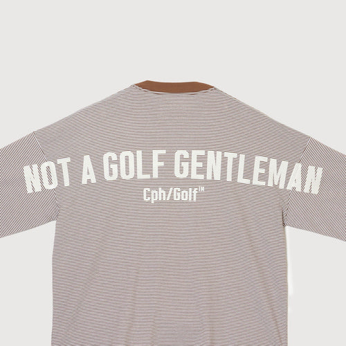 SHELTECH®︎×Cph/Golf™ #GENTLEMAN BORDER MOCKNECK TEE BROWN BORDER