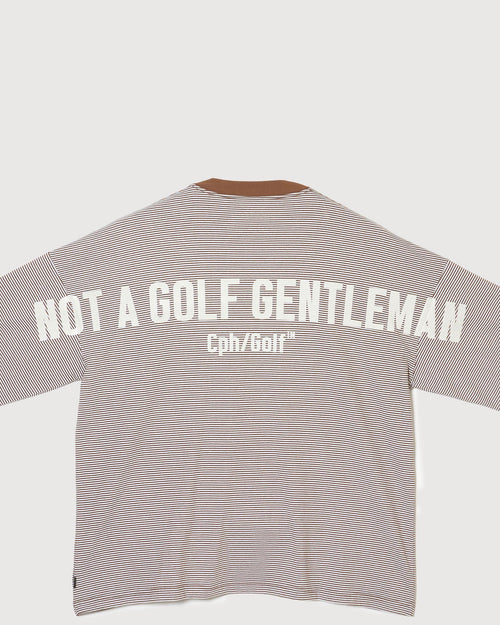 SHELTECH®︎×Cph/Golf™ #GENTLEMAN BORDER MOCKNECK TEE BROWN BORDER