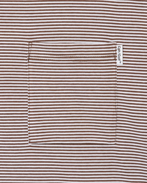 SHELTECH®︎×Cph/Golf™ #GENTLEMAN BORDER MOCKNECK TEE BROWN BORDER