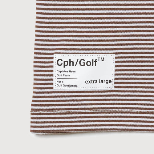 SHELTECH®︎×Cph/Golf™ #GENTLEMAN BORDER MOCKNECK TEE BROWN BORDER