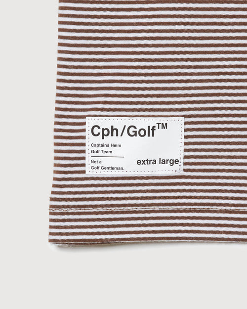 SHELTECH®︎×Cph/Golf™ #GENTLEMAN BORDER MOCKNECK TEE BROWN BORDER