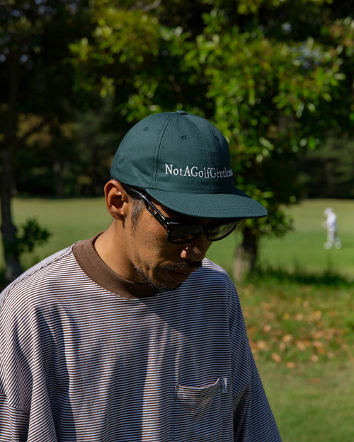 SHELTECH®︎×Cph/Golf™ #GENTLEMAN BORDER MOCKNECK TEE BROWN BORDER