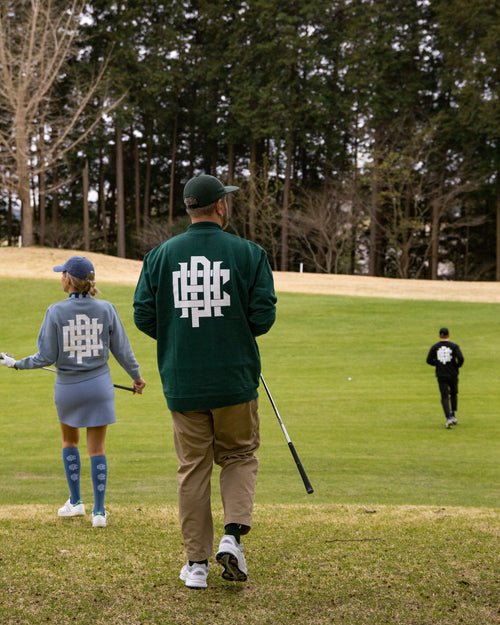 #OVERLAP LOGO CREW SWEAT GREEN