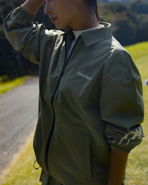 #THUNDER STRIPES W-P JACKET GREEN