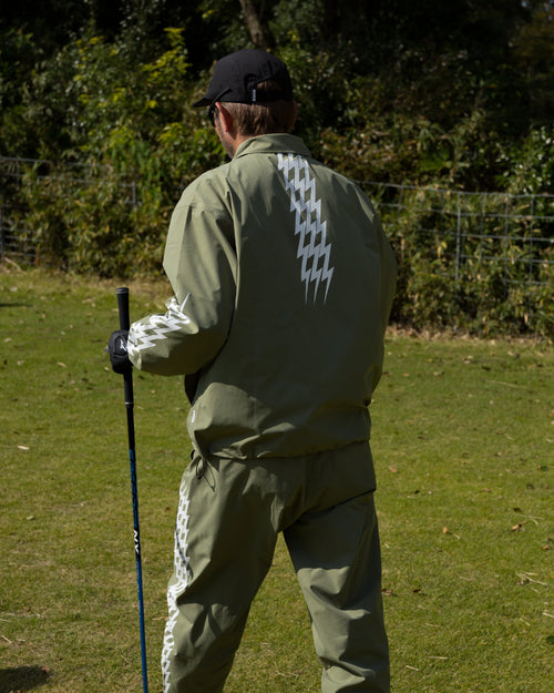 #THUNDER STRIPES W-P JACKET GREEN