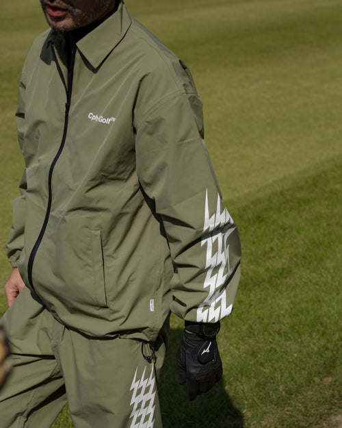 #THUNDER STRIPES W-P JACKET GREEN