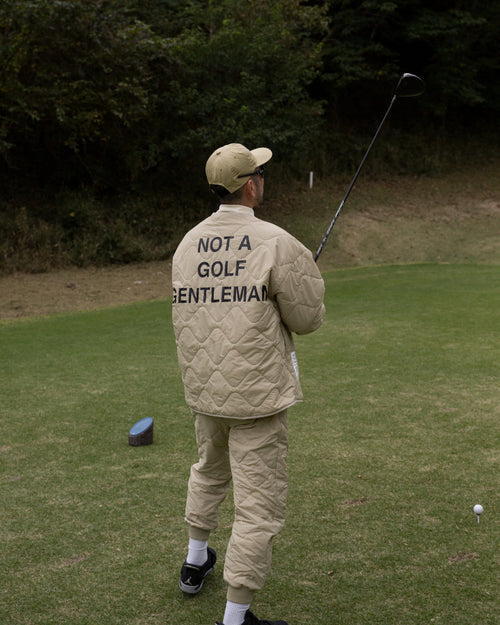 #QUILTING ADJUSTABLE JOGGER PANTS BEIGE