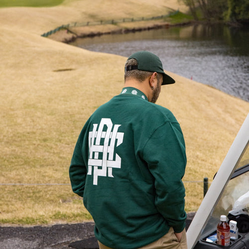 #OVERLAP LOGO JAQUARD MOCK NECK TEE GREEN