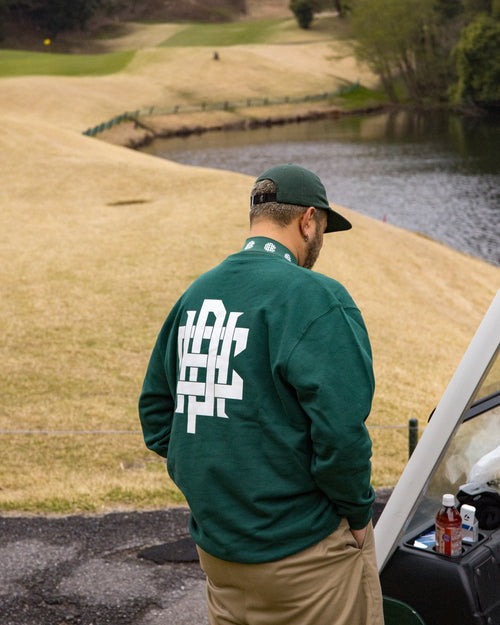 #OVERLAP LOGO JAQUARD MOCK NECK TEE GREEN