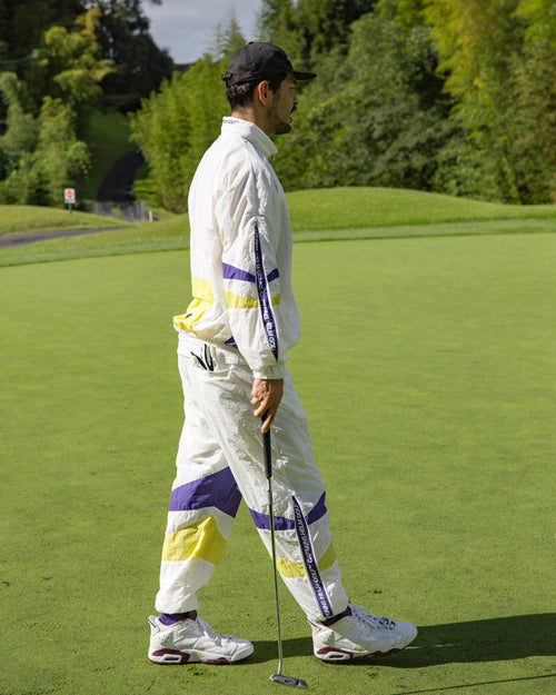 #SIDE ZIPPER NYLON PANTS WHITE