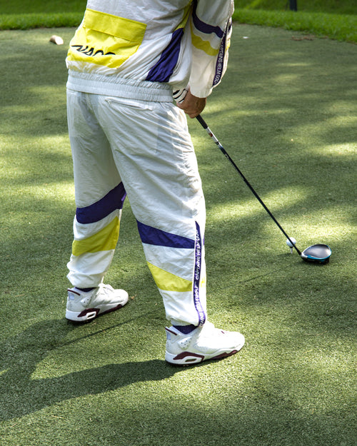 #SIDE ZIPPER NYLON PANTS WHITE