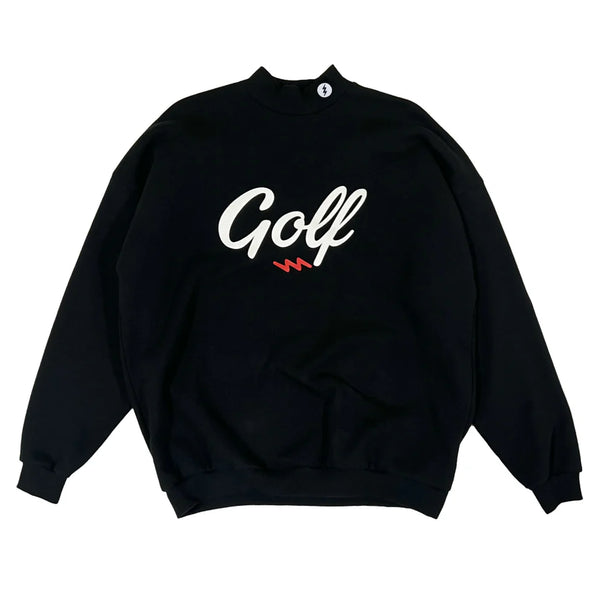 GOLF LOGO MOCKNECK SWEAT BLACK