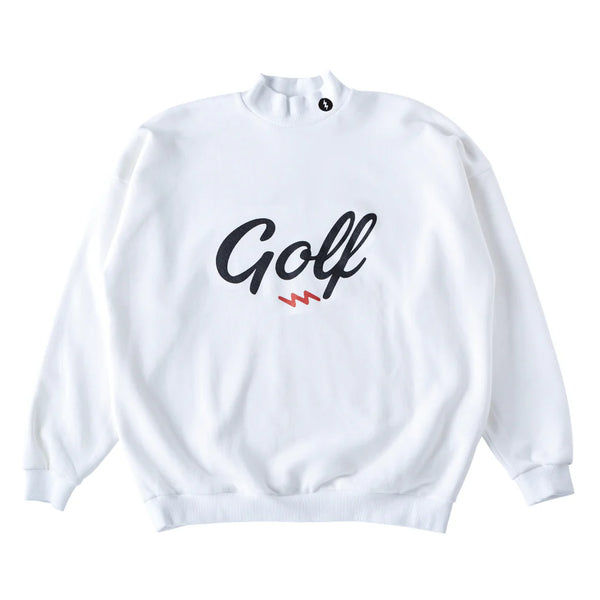 GOLF LOGO MOCKNECK SWEAT WHITE