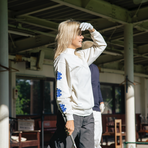 #OVERLAP LOGO L/S MOCK NECK TEE WHITE