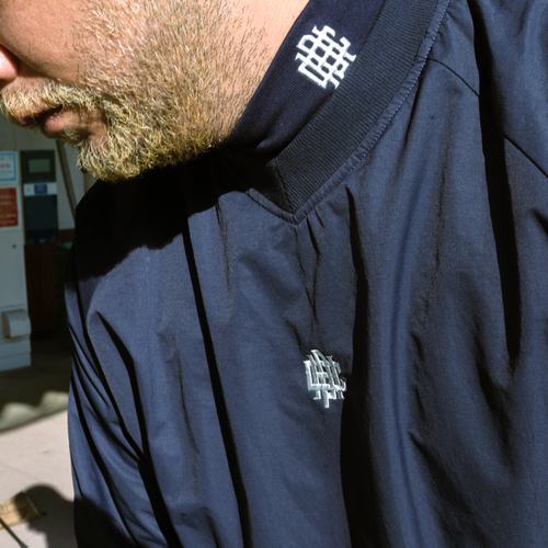 #OVERLAP LOGO NYLON PULLOVER NAVY