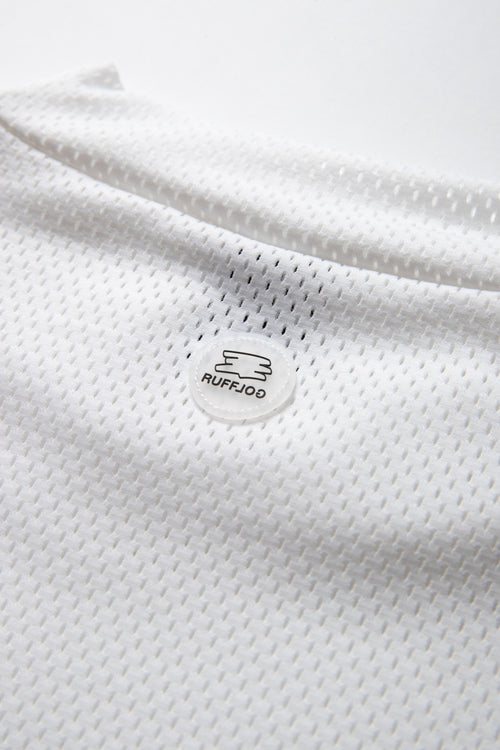 MESH SPONSORED MOCK TEE WHITE