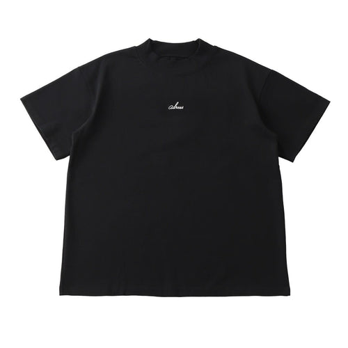 SQUARE LOGO MOCK NECK T-SHIRT BLACK