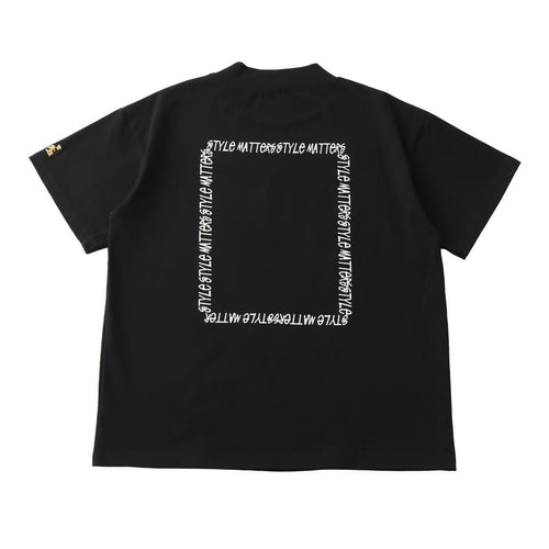 SQUARE LOGO MOCK NECK T-SHIRT BLACK