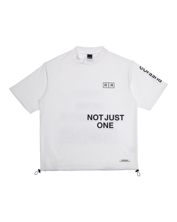 MESH SPONSORED MOCK TEE WHITE