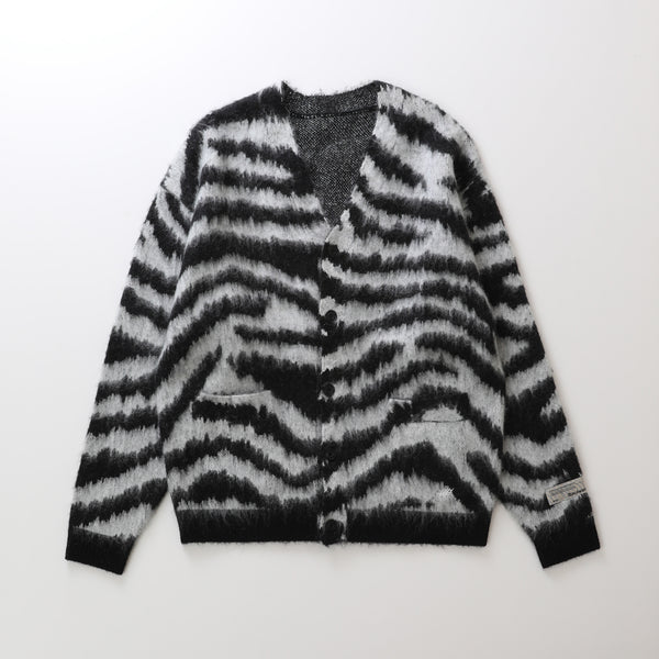 Mohair Knit Cardigan White Zebra