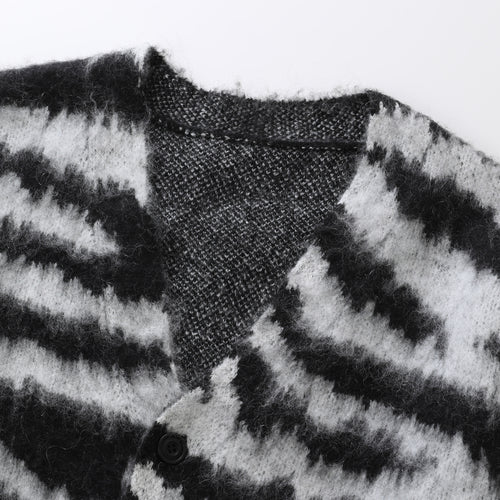 Mohair Knit Cardigan White Zebra