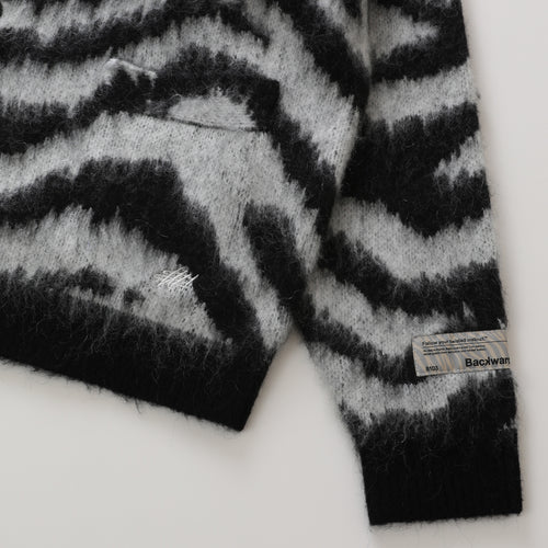 Mohair Knit Cardigan White Zebra