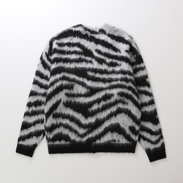 Mohair Knit Cardigan White Zebra