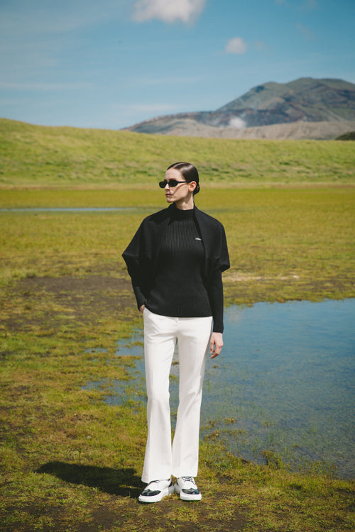 Ribbed half-neck knitwear