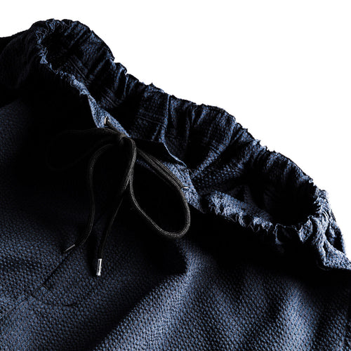 Seersucker Ankle-cut Easy PANTS | Black