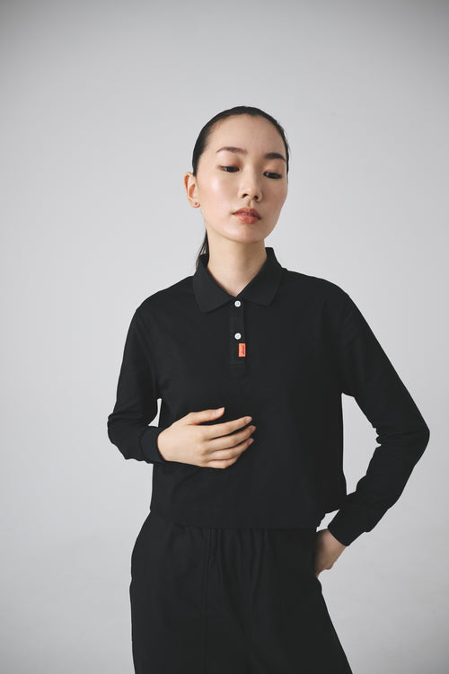 Basic Short L/S POLO BLACK