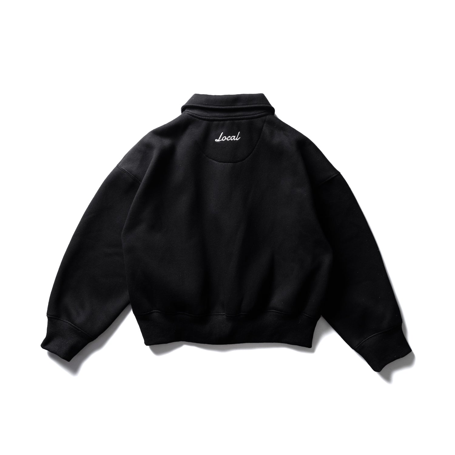 Basic Cropped L/S POLO SWEAT BLACK