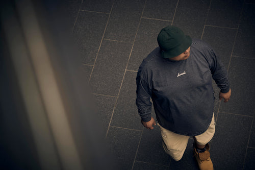OG Embroidery L/S MOCK NECK Blue Boarder