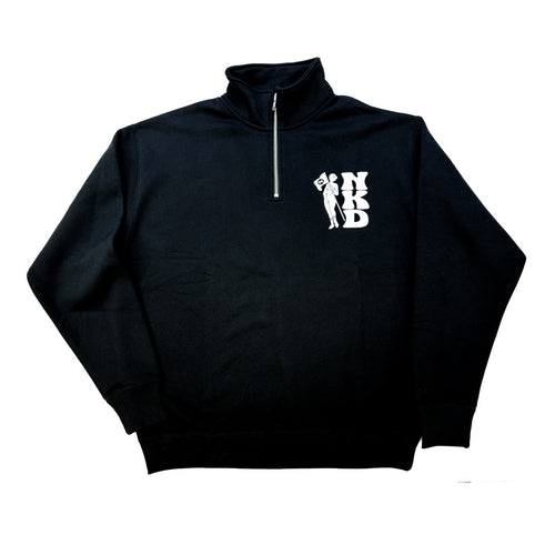 Rather be NKD” half-zip sweat BLACK