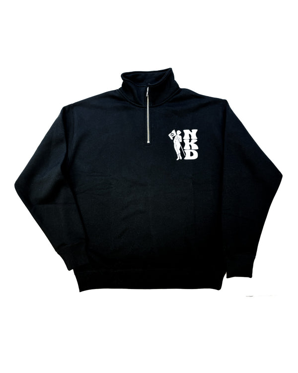 Rather be NKD” half-zip sweat BLACK