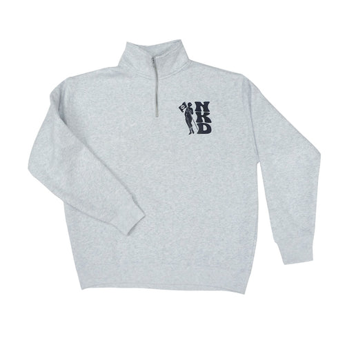Rather be NKD” half-zip sweat ASH GREY