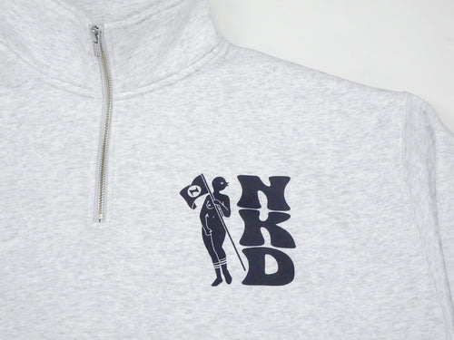 Rather be NKD” half-zip sweat ASH GREY