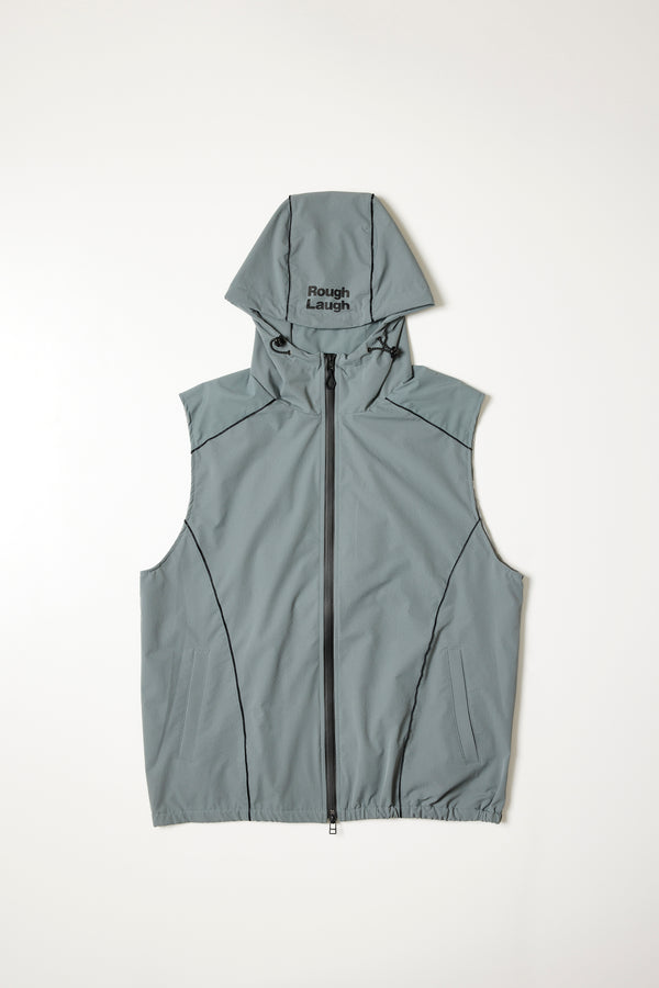 PIPING HOOD VEST Grey