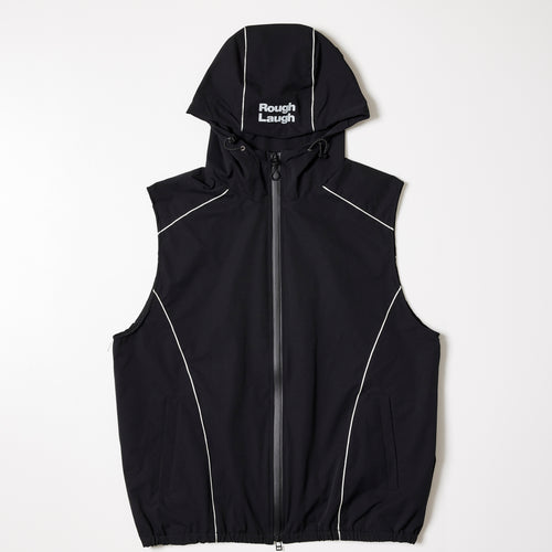 PIPING HOOD VEST Black