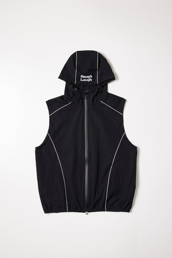 PIPING HOOD VEST Black