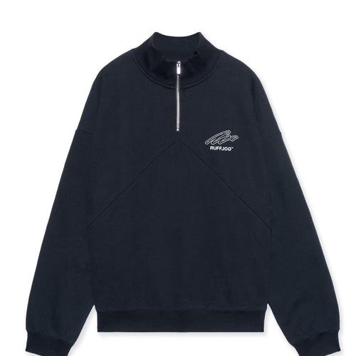 Heavy Weight Fill-in Logo Half Zip Sweat Black