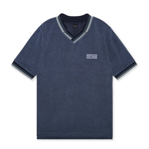 Tri-Collar Pile Mesh Polo Blue