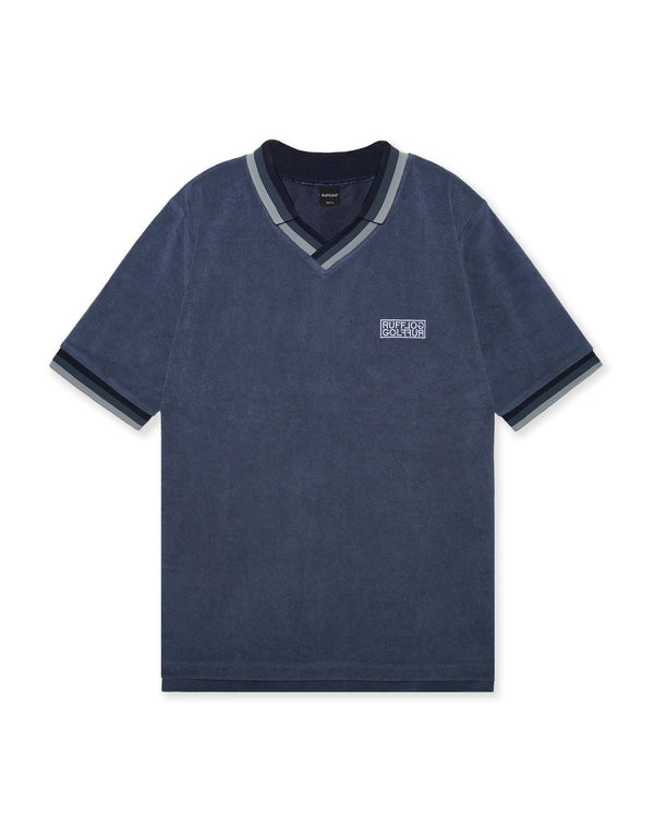 Tri-Collar Pile Mesh Polo Blue