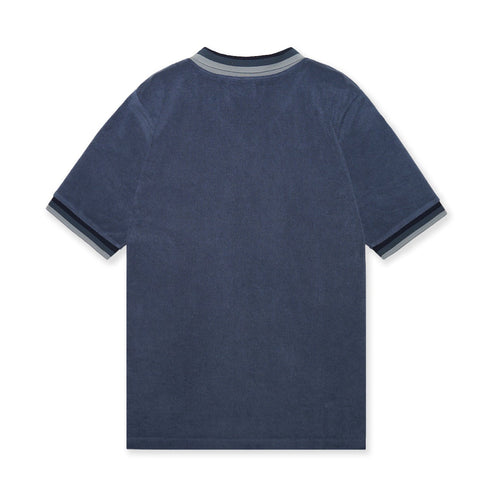 Tri-Collar Pile Mesh Polo Blue