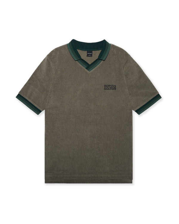 Tri-Collar Pile Mesh Polo Olive